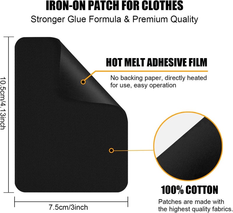 MOONSJONES Iron on Patches for Fabric Clothes, Iron-on Patch Repairing Inside & Outside Holes for Jeans, Backpacks, Down Jackets, Hat, Pants, Sweaters (7.5 cm x 10.5 cm) - 12Pcs - Image 2